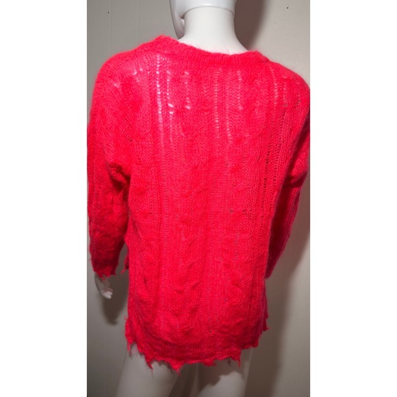 Anthropologie Mohair‎ Posey Stitchy Pink Pullover Sweater Wool Knit Sheer Soft - Picture 5 of 11